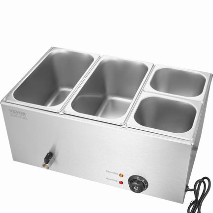 Commercial Electric Food Warmer 4-Pan Countertop Buffet 16.4QT Bain