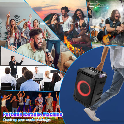 1Pc Portable Wireless Party Speaker With LED Light 2 Wireless Mics