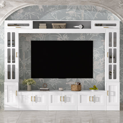 VIBE HAUS 98.4 W Wall Unit Entertainment Center With Bookshelves For