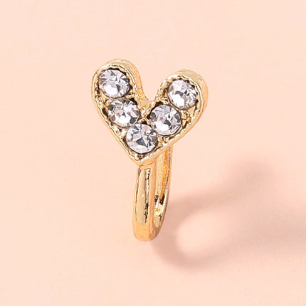 Gold rhinestone nose ring, mini crown rhinestone nose ring, piercing
