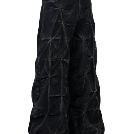 Men's Wide Leg Jeans with Ruched Detail
