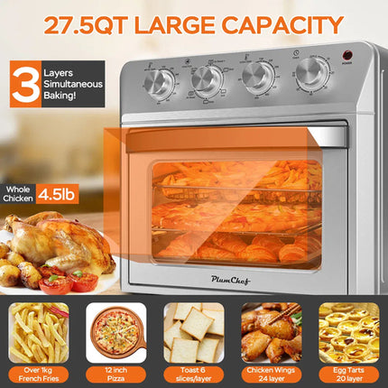 27.5QT 6-in-1 Air Fryer Toaster Oven Dropdown-Door 6-Slice Countertop