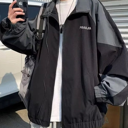 Men's Plus Size Two-Tone Windbreaker Jacket