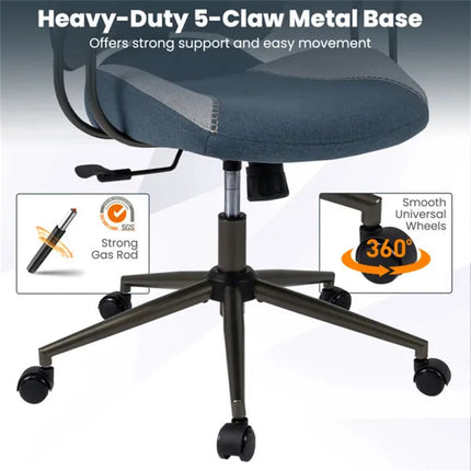 Gray Blue Color Blocking Office Chair With 2D Adjustable Headrest,