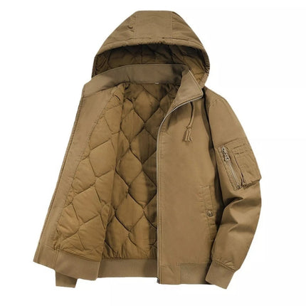 Men's Plus Size Hooded Zip Up Bomber Jacket