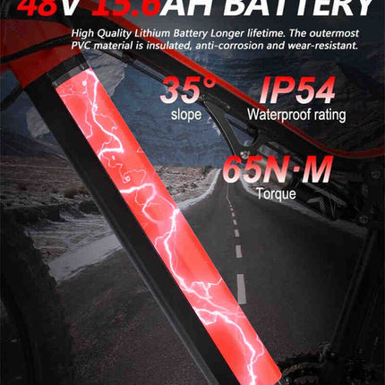 ⚡ Siroock™ Red 500W eMTB – 27.5" Electric Mountain Bike (48V, 7-Speed,