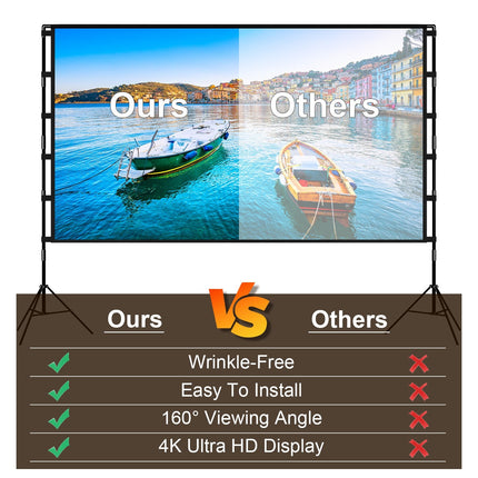 1Pc 120inch Or 100inch Projector Screen With Stand 16 9 4K HD Rear