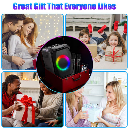 1Pc Portable Wireless Party Speaker With LED Light 2 Wireless Mics