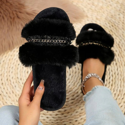 Open Toe Fuzzy Slippers