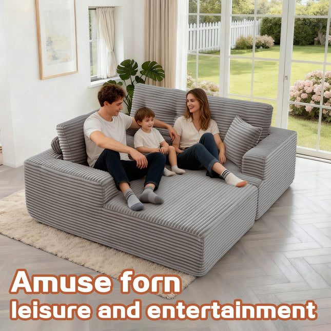 Right-Facing Chaise,L Shape Modular Sectional Sofa, Compressed