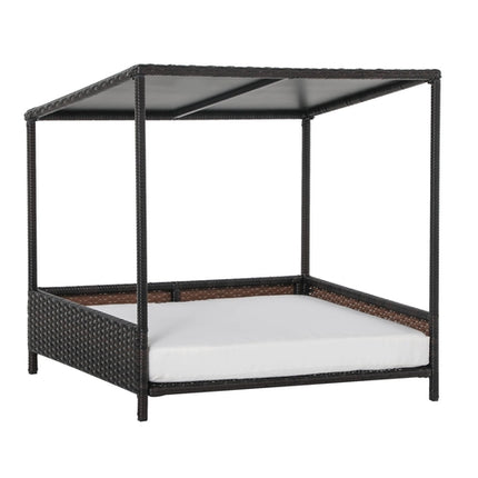 Wicker Dog House Raised Rattan Puppy Bed Cat Shelter for Indoor