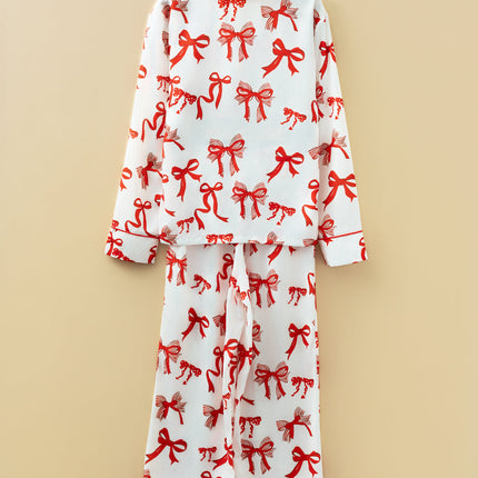 Christmas Bow Top and Pants Pajama Set