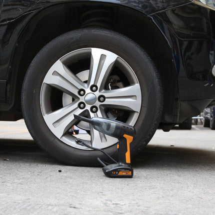 1Pc 4 In 1 Cordless Car Vacuum Cleaner And Tire Inflator With LED