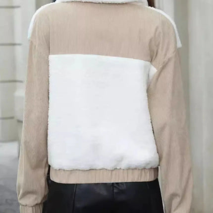 Contrast Zip Up Long Sleeve Jacket