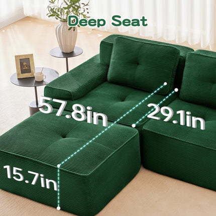 82 Modern L-Shaped Modular Sectional Sofa For Living Room, Corduroy