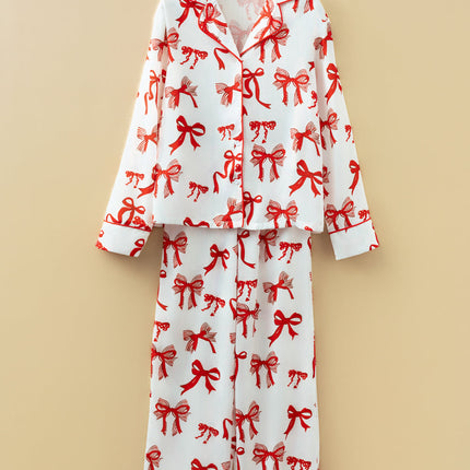 Christmas Bow Top and Pants Pajama Set