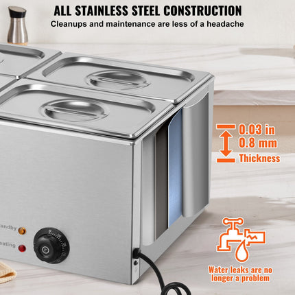 Commercial Electric Food Warmer 4-Pan Countertop Buffet 15.9QT Bain