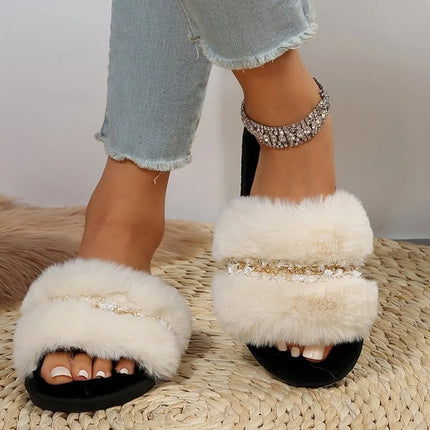 Open Toe Fuzzy Slippers