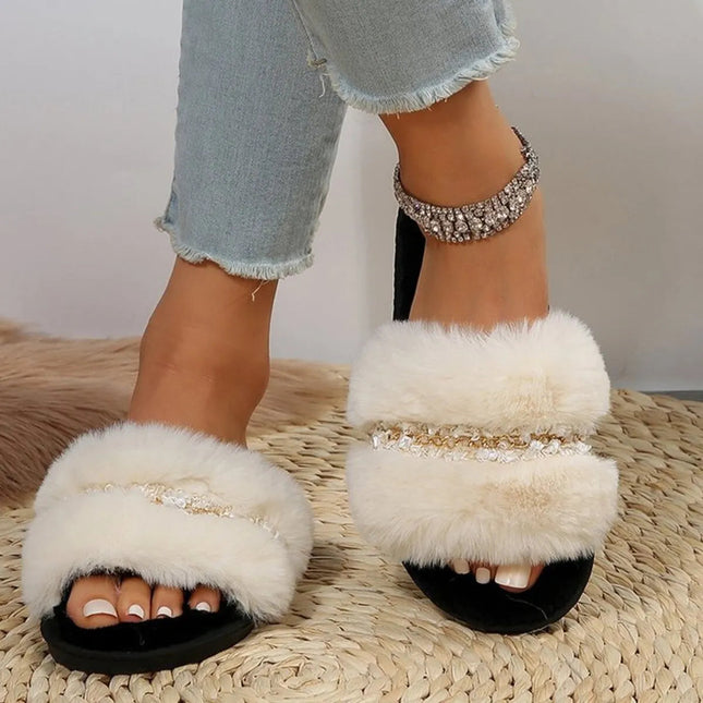 Open Toe Fuzzy Slippers
