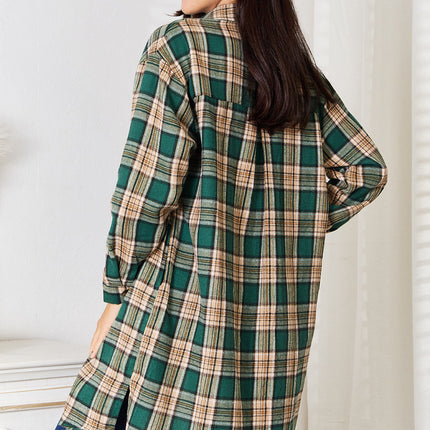Mandy Plaid Collared Neck Long Sleeve Shirt