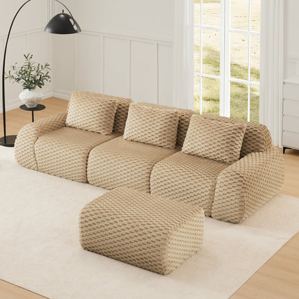 114 Modern L-Shaped Modular Sectional Sofa For Living Room,Flannelette