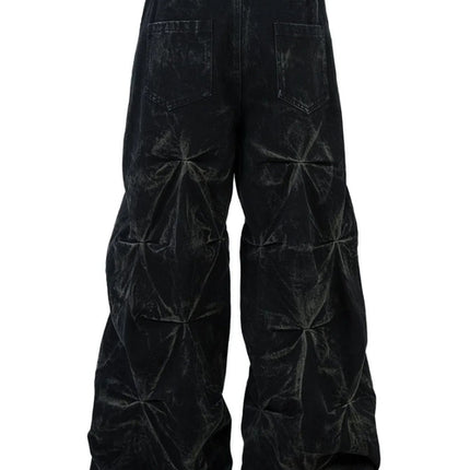 Men's Wide Leg Jeans with Ruched Detail