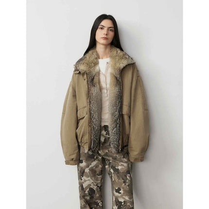 Fireladyfur Women's Fashion Goose Down Parka with Fox Fur Collar“City