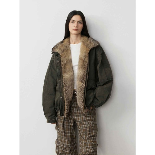 Fireladyfur Women's Fashion Goose Down Parka with Fox Fur Collar“City