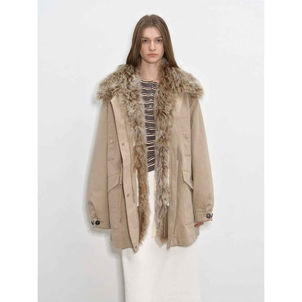 Fireladyfur Women’s Goose Down Parka coat with Toscana Shearling