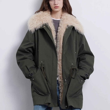 Fireladyfur Women’s Goose Down Parka coat with Toscana Shearling