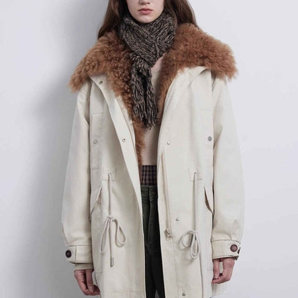 Fireladyfur Women’s Goose Down Parka coat with Toscana Shearling