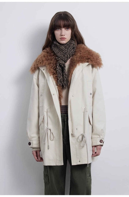 Fireladyfur Women’s Goose Down Parka coat with Toscana Shearling