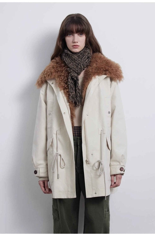 Fireladyfur Women’s Goose Down Parka coat with Toscana Shearling