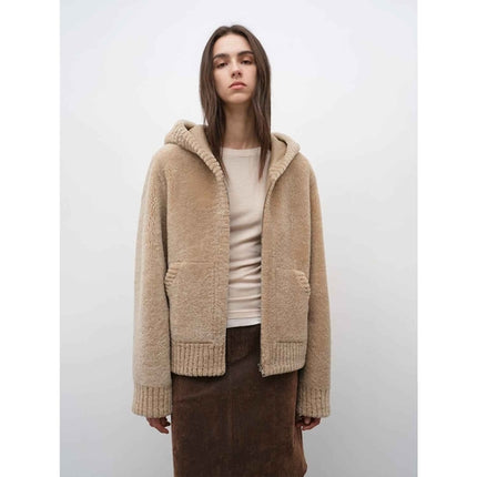 Fireladyfur Women's Hooded Merino Sheepskin Jacket“Bad boy”