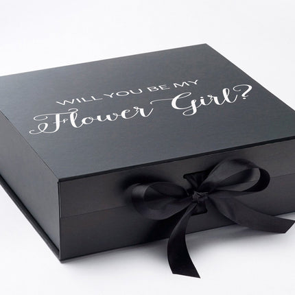 Will You Be My Flower Girl? Proposal Box black - No Border