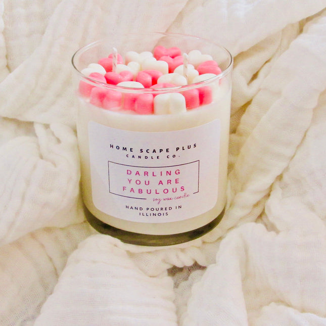 Soy Wax Candle with Hearts