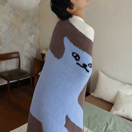 Funky Cat Throw Blanket - Cute Whimsical Earthy Tone