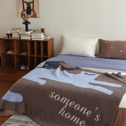 Funky Cat Throw Blanket - Cute Whimsical Earthy Tone