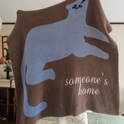 Funky Cat Throw Blanket - Cute Whimsical Earthy Tone