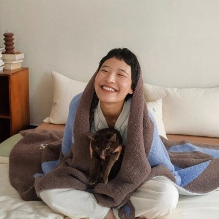 Funky Cat Throw Blanket - Cute Whimsical Earthy Tone