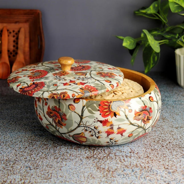 Premium Solid Wood Marigold Roti Casserole