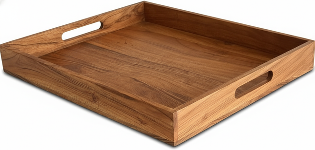 Wooden Serving Tray Set with Handles – 2 Pcs