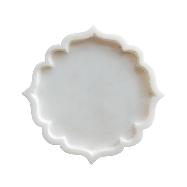 Elegant White Scalloped Ceramic Plate