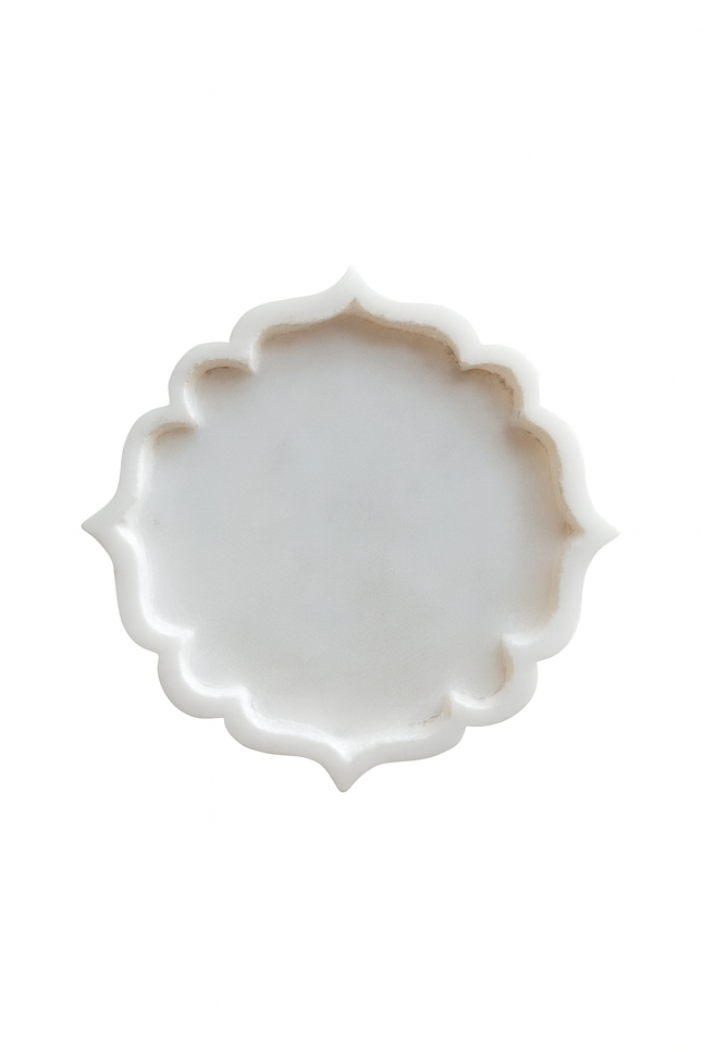 Elegant White Scalloped Ceramic Plate