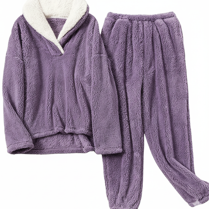 Two-Piece Relaxed Fit Co-Ord Set for Women-Purple (Size-XL) | D29