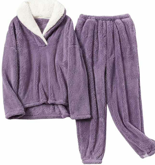 Two-Piece Relaxed Fit Co-Ord Set for Women-Purple (Size-XL) | D29