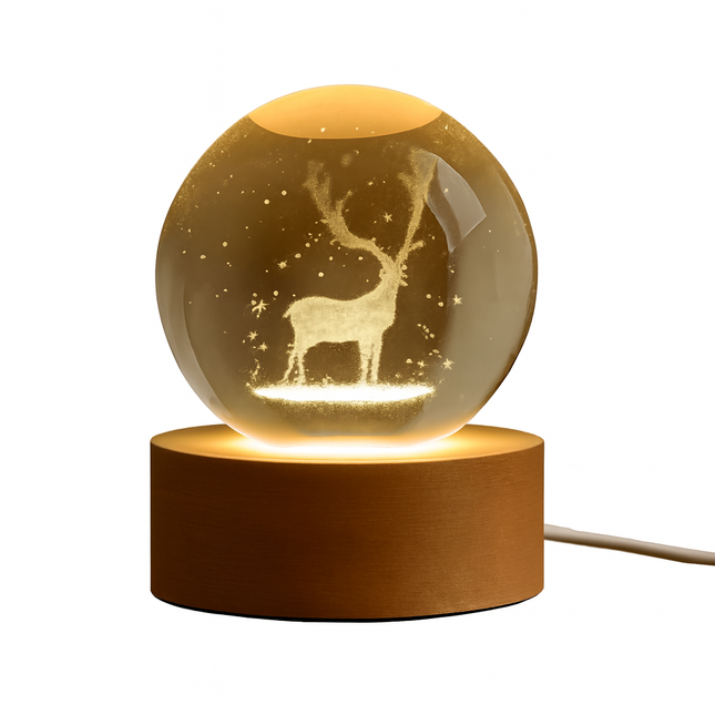 Golden Reindeer Snow Globe Light