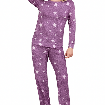 Two-Piece Relaxed Fit Co-Ord Set for Women-Purple (Size-L) | D54