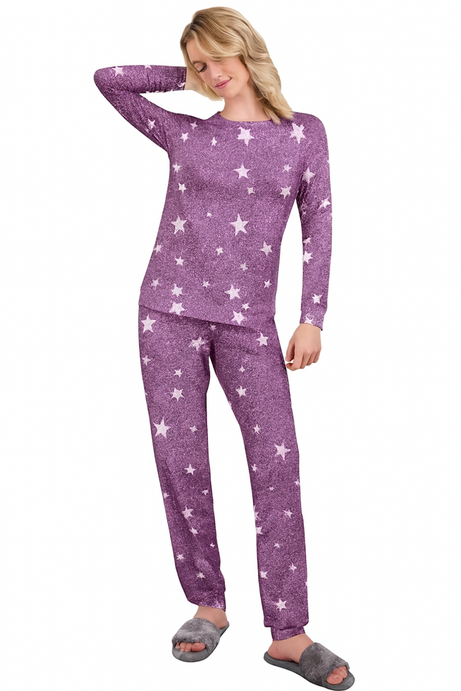Two-Piece Relaxed Fit Co-Ord Set for Women-Purple (Size-L) | D54