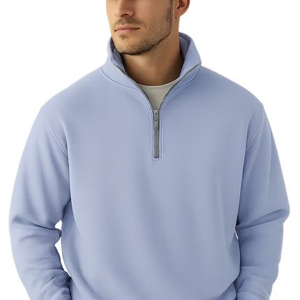 Men’s Sage Green Quarter-Zip Pullover Sweatshirt – Soft Fleece, High